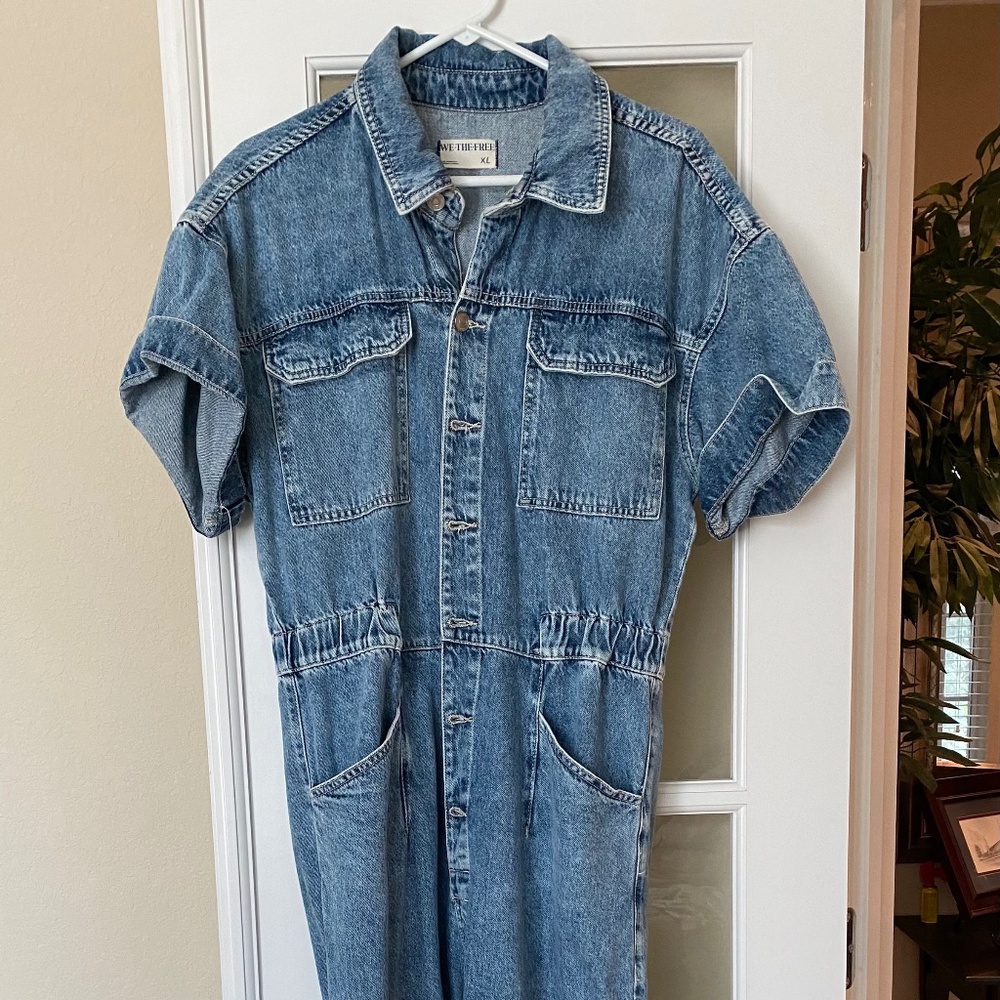 Free People Blue Denim Romper